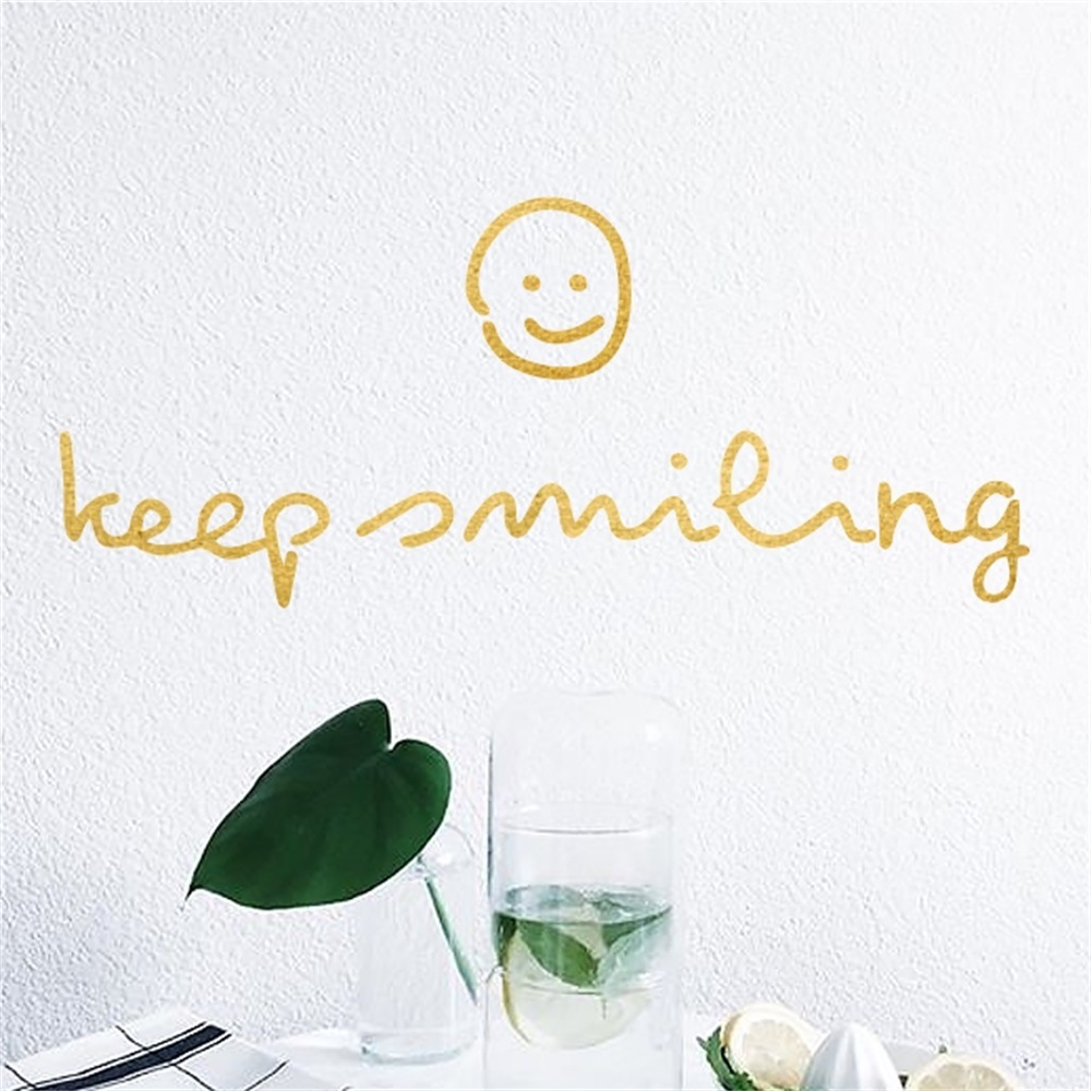 gb582 keep smiling保持微笑 ins墙贴英文贴纸卧室儿童房书房墙贴