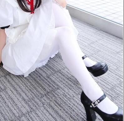 日系制校服 原宿cos软妹纯白色天鹅绒丝袜连裤袜 森系奶白裤