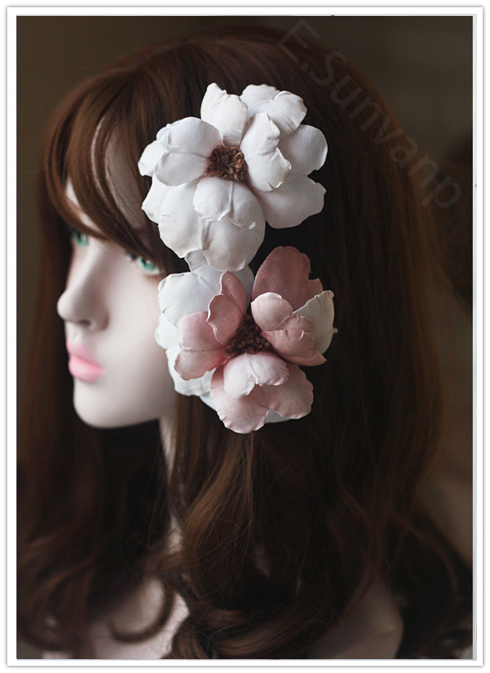 优尚梵品甜美手工染色布花新娘头花外景拍片头饰两朵装