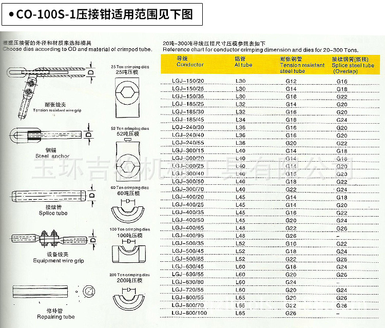 导线压接模具配型表图片