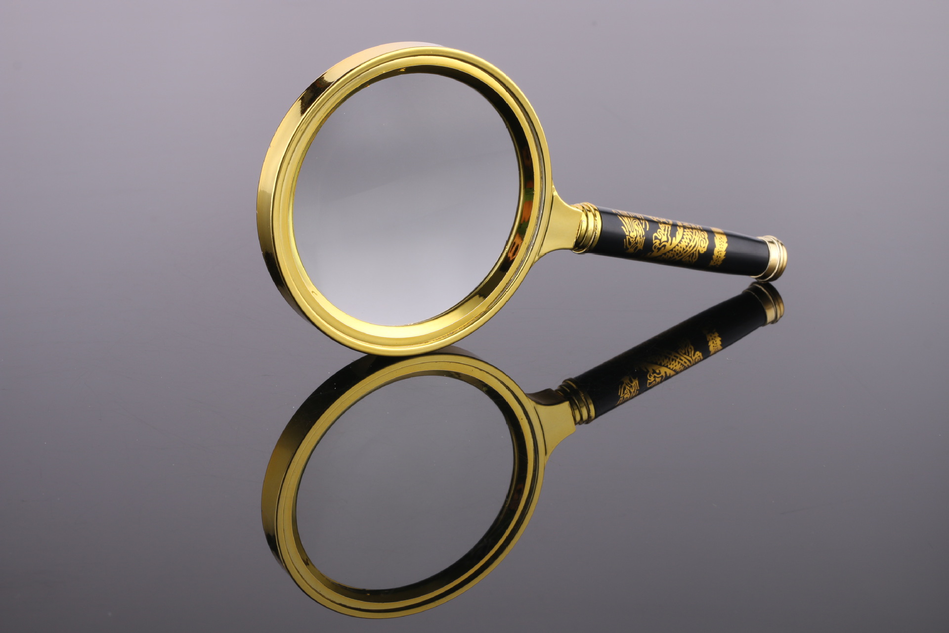 放大镜 高清10倍老人阅读手持放大镜 珠宝玉石鉴定 金龙柄放大镜