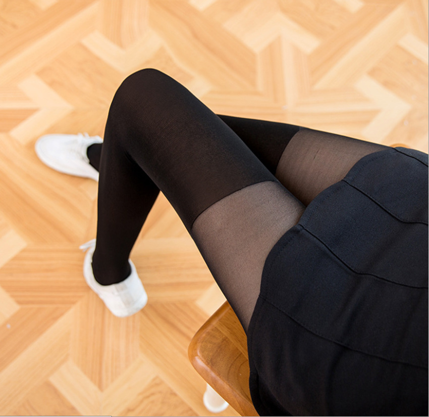 批发假高筒拼接天鹅绒连裤袜上肤下黑假大腿女士秋季丝袜打底袜