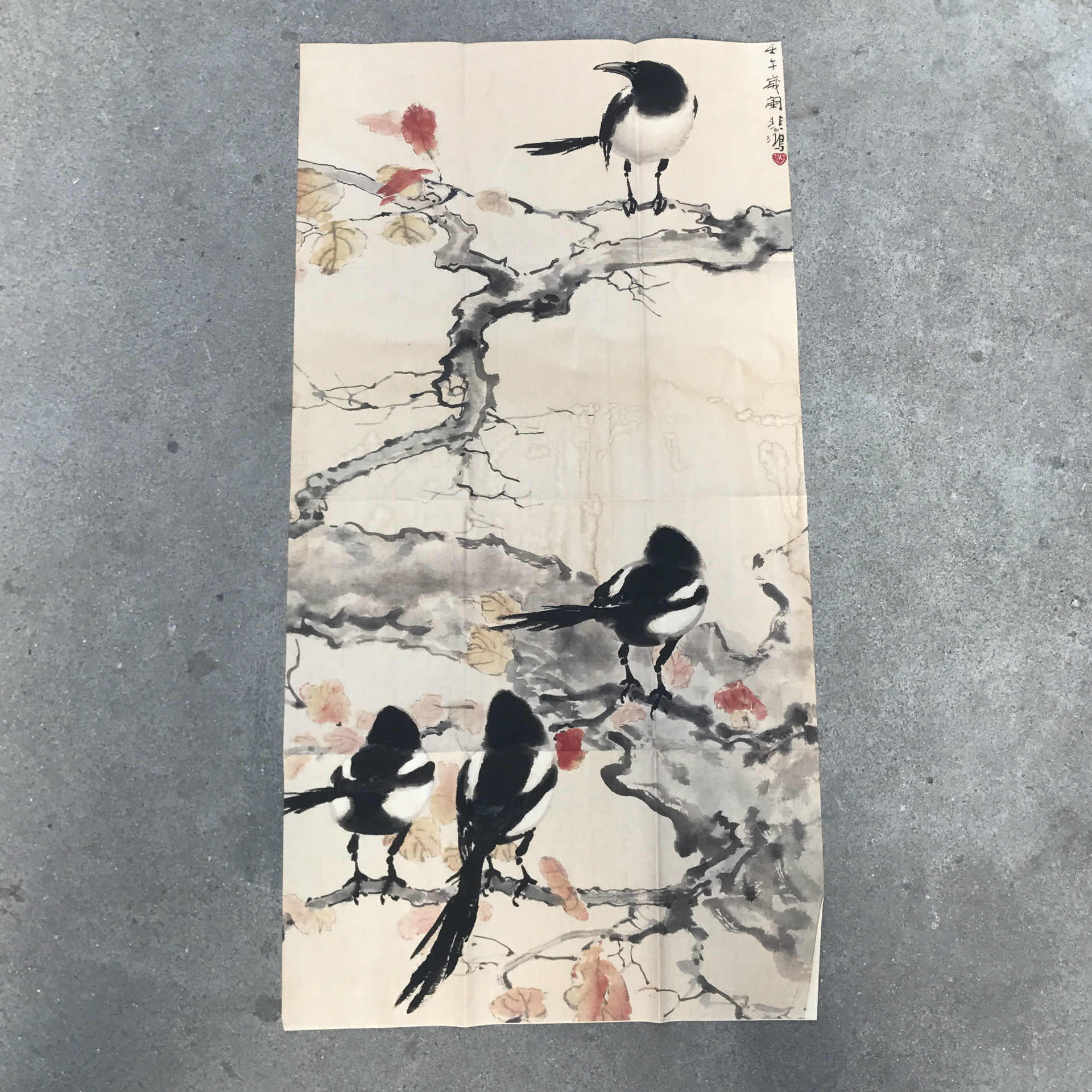 仿古字画中堂画国画徐悲鸿手绘画喜上眉梢挂饰未装裱厂家直销批发