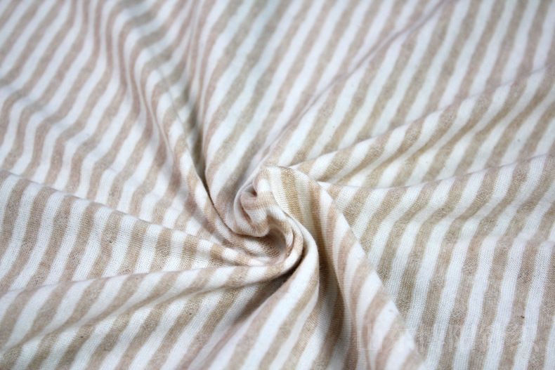 彩棉棕白条纹提花棉面料婴幼儿童内衣棉服爱心40s