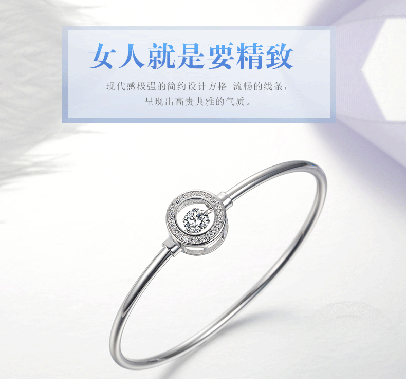 韩版s925银手镯女款 气质简约圆形灵动手环纯银百搭手饰厂家批发
