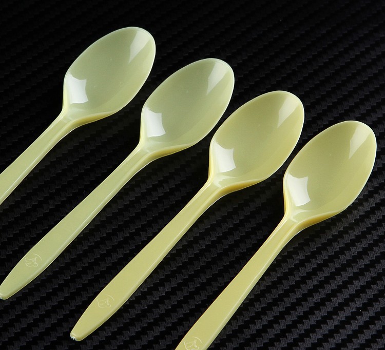 包邮一次性塑料小勺 ds2小更黄色冰淇淋勺中羹勺沙冰小勺冰粥勺