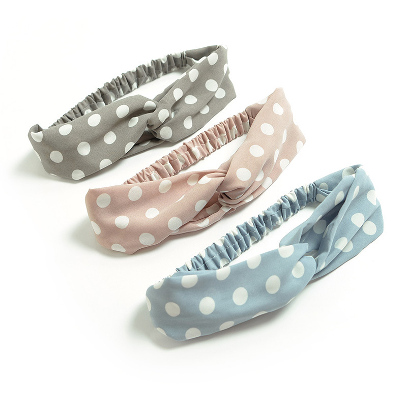 South Korea Dongdaemun Cross Tight Hair Band Polka Dot Fresh Korean Style Polka Dot Wide Edge Headband Minimalistic Headdress Female Hair