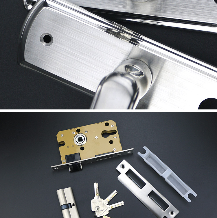 欧式房门入户门锁双舌执手锁 不锈钢轴承锁体配置卧室不锈钢大50