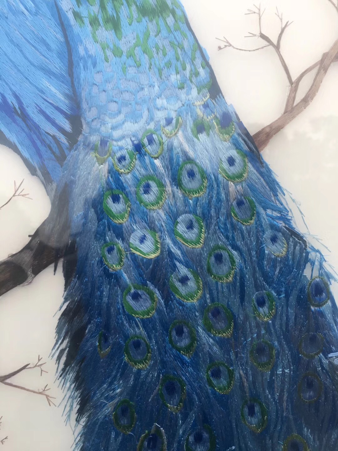 孔雀对望精品丝线刺绣苏绣现代简约玄关装饰挂画客厅家居商务送礼