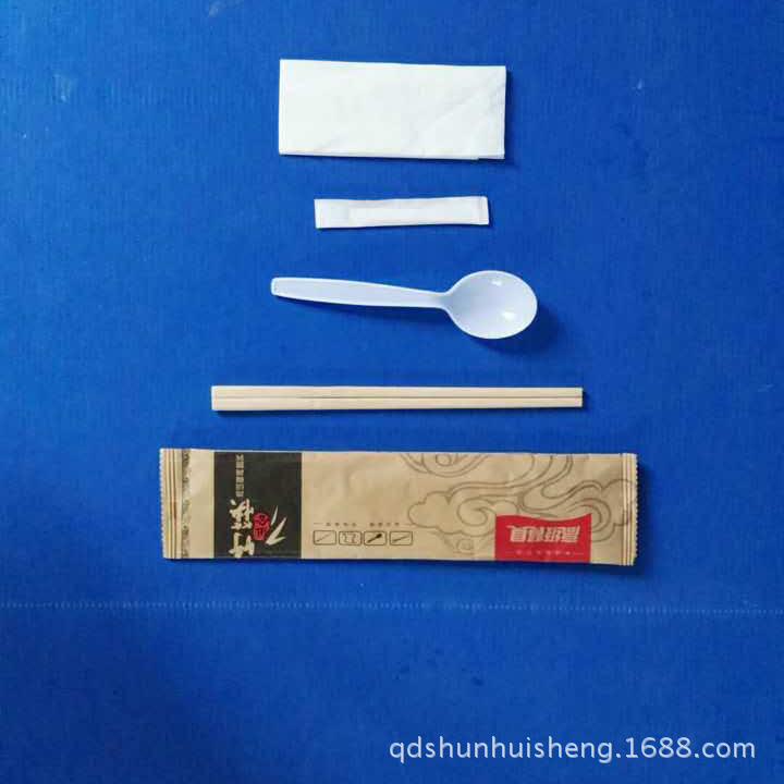 牛皮纸外四件套餐具包一次性筷子套装四件套外卖餐具包
