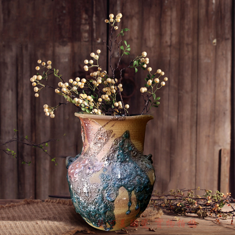 手工粗陶大陶罐坛子复古花器 插花花瓶景德镇陶瓷陶艺装饰摆件