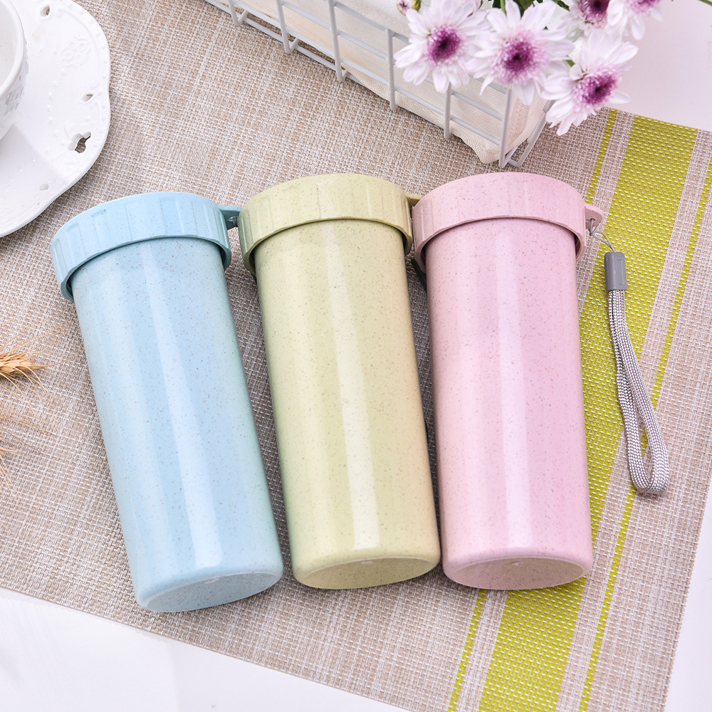 创意礼品水杯 广告礼品麦香杯小麦水杯 带绳随手杯随身杯印logo