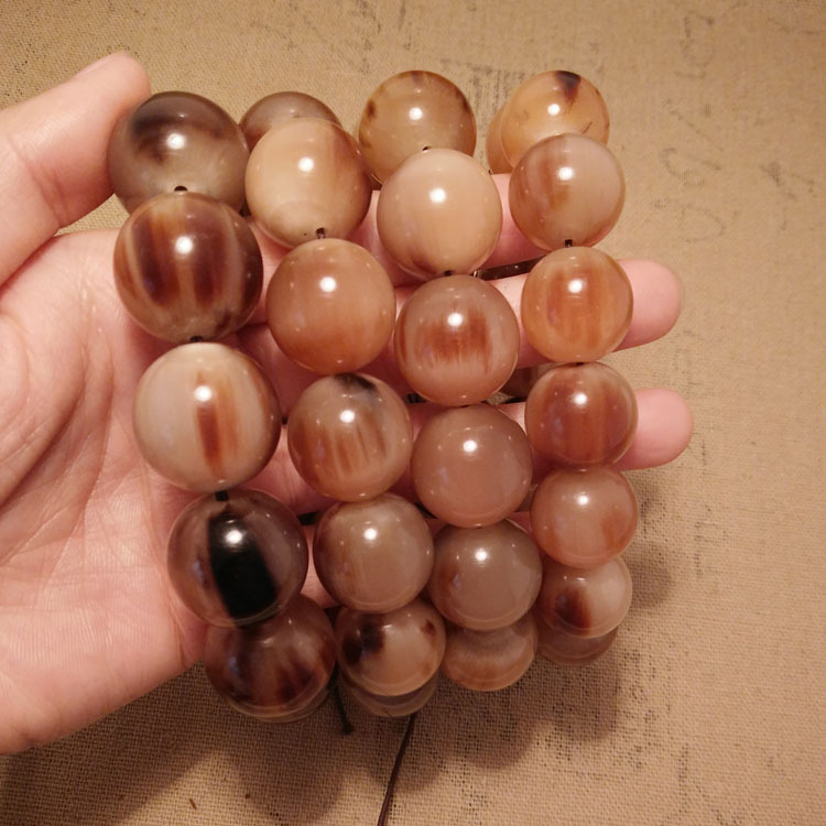 天然精品红花牛角佛珠手串文玩天然血牛角手链男女士牛角手串