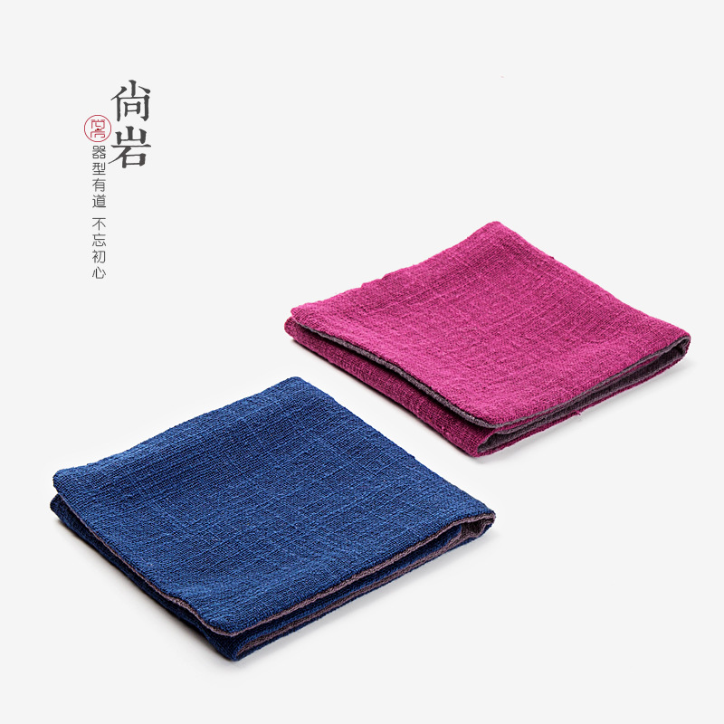 手工棉麻茶巾日式 干泡盘加厚吸水茶布茶壶纯棉抹布 功夫茶具配件