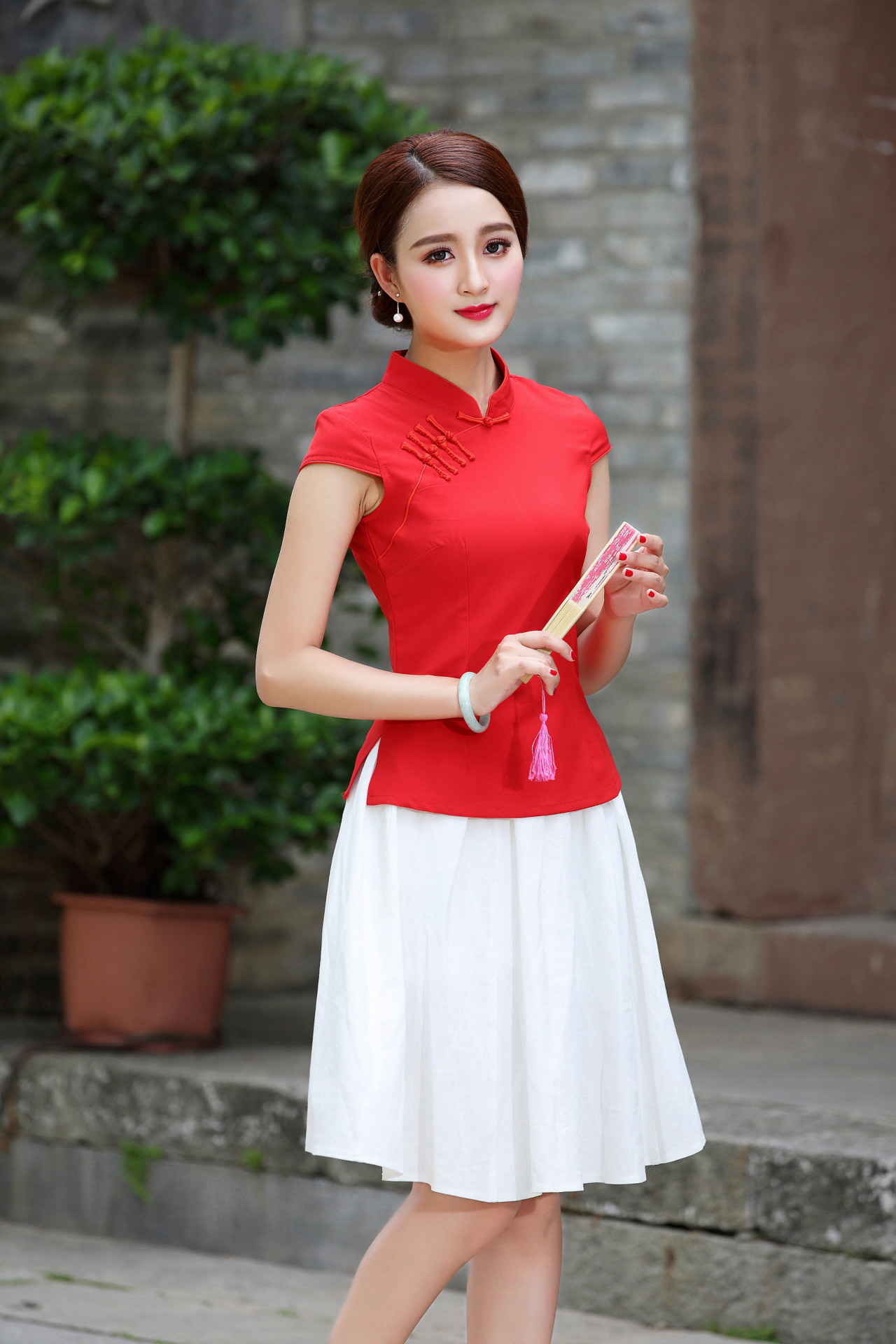 批发民国风复古改良旗袍上衣纯色唐装女士修身短袖上衣厂家直销