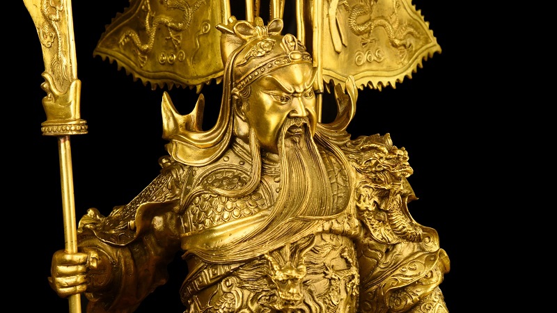 纯铜九龙关公摆件 武财神关二爷铜像站关公客厅招财公司开业礼品