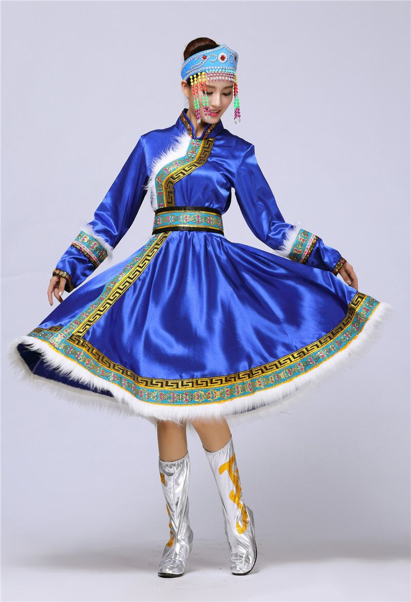 新款少数民族蒙古族服装蒙古舞蹈成人表演服舞台演出服饰长裙袍