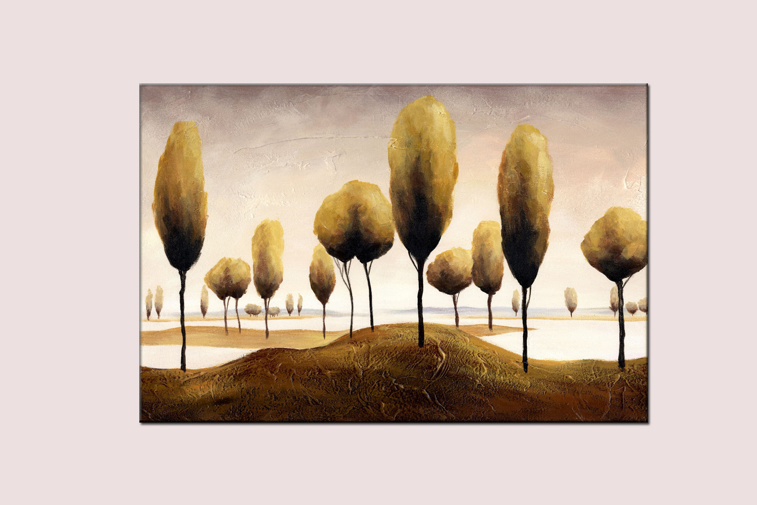 晟天欧式手绘油画 喷绘加工酒店宾馆帆布油画 环保树装饰油挂画