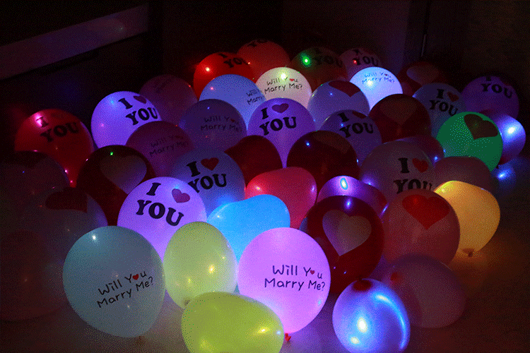 婚庆婚房装饰led灯发光气球 夜市闪光夜光爱心告白表白乳胶气球