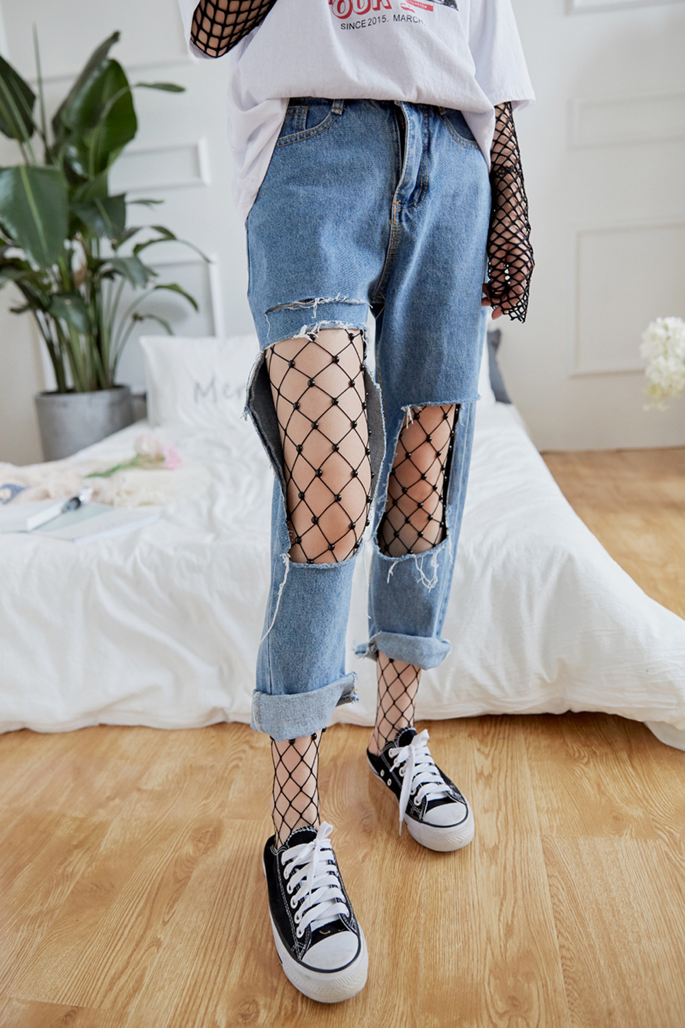 速卖通爆款欧美性感烫钻网格袜渔网袜 大网中小网眼连裤袜子丝袜