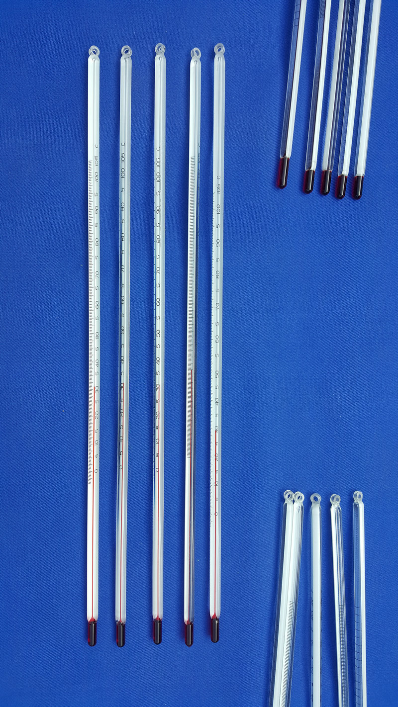 厂家供应 玻璃棒式红水温度计0-105℃精度 -1℃Ф6.2mm长350mm