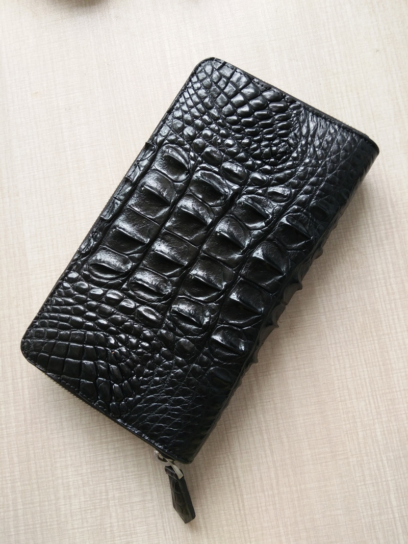 鳄鱼皮手包男士商务手抓包真皮长款钱包支票本包2017新款犇牛皮具