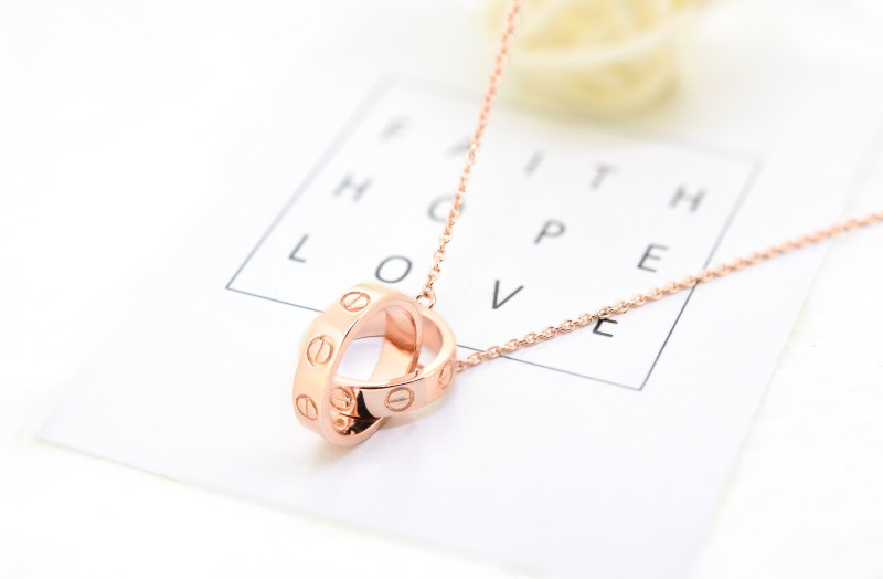 盲约项链夏天s925纯银双环两个圈吴昕我们相爱吧