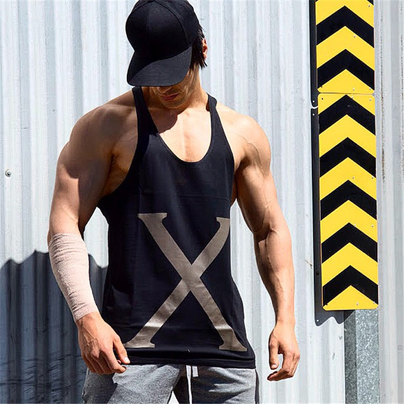 速卖通 宽松健身背心健美训练挖深工字无袖肌肉男运动汗背心棉