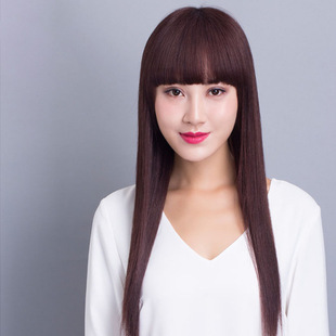 整顶假发女 长直发 隐形无痕 修脸长发 真发头套长发 网红黑长直