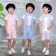 新款童装代发2022夏季礼服 男童宝宝三件套装演出服儿童马甲直销