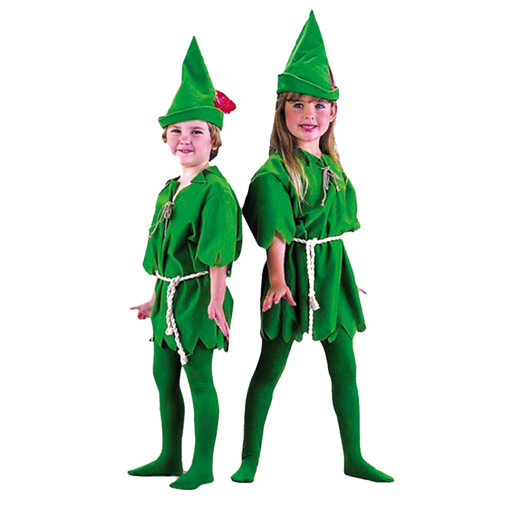 万圣节儿童表演演出服装cos化妆舞会服饰彼得潘小绿人服装衣服新