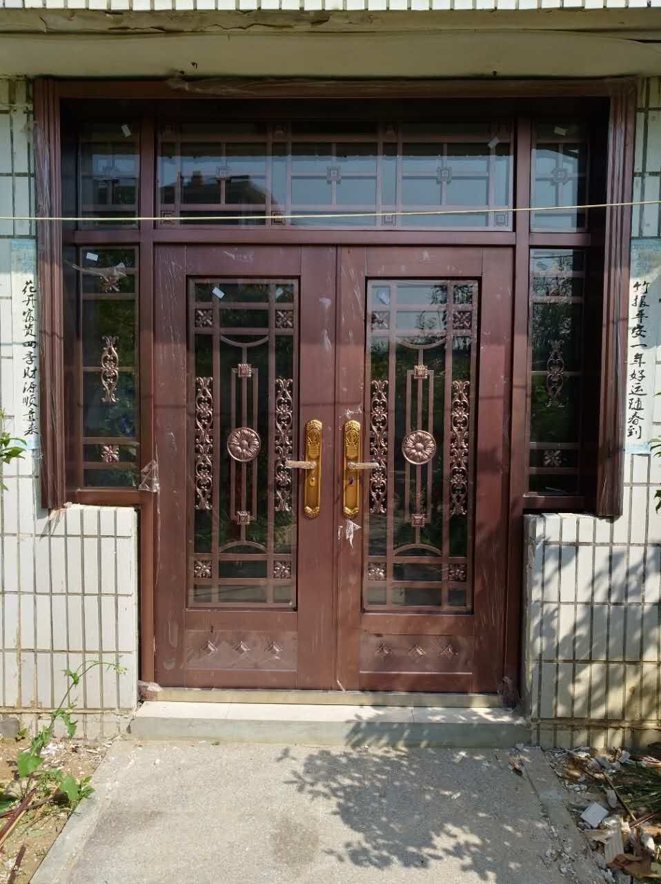 加工非标门厂家定 制家用连窗门 仿真防盗铜门私人定 制批发