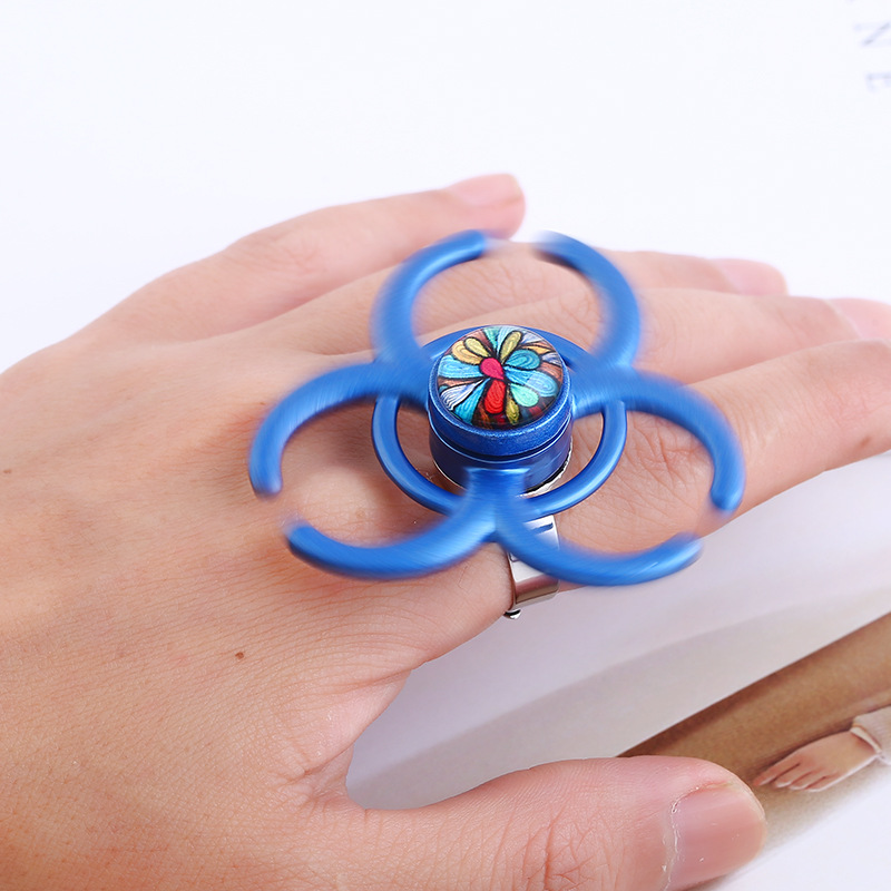 戒指陀螺炫彩合金创意陀螺金属手饰女复古开口指环欧美饰品可旋转
