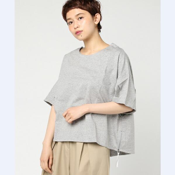 日本潮牌 棉宽松塌肩款 立体收褶袖 下摆拉链开叉t恤 三色