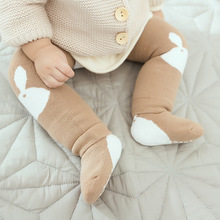 秋冬加厚宝宝护膝袜子套装婴幼儿学步防滑毛圈加长筒松口保暖袜套