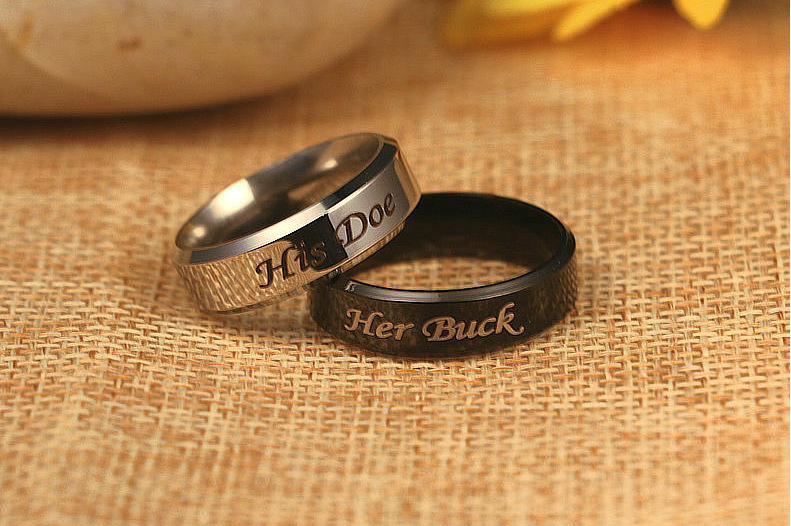 新款his doe her buck指环 钛钢情侣戒指 promise 对戒 麋鹿戒指