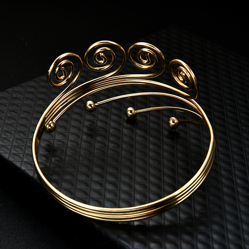 时尚潮人简约真金手饰 个性街拍臂环复古夸张音符多层臂镯