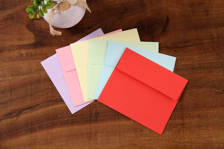 910cm彩色小信封纯色银行卡会员卡糖果色纸质方形信封6色选