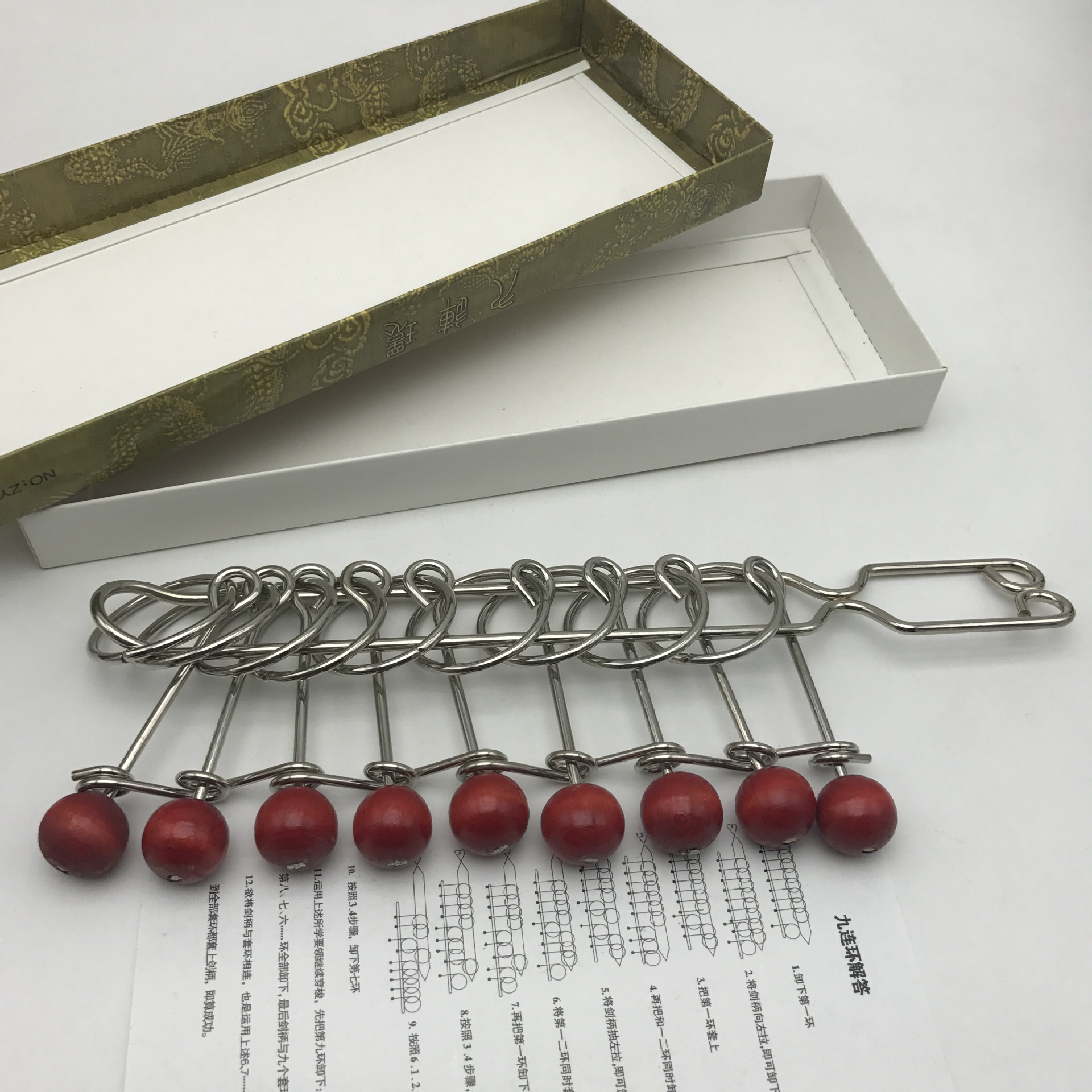 卓创大号金属九连环26厘米老人学生益智礼物玩具批发解锁解环玩具