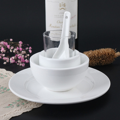 一次性餐盘套装 酒店餐具摆台套装 饭店餐具定制 消毒餐具四件套