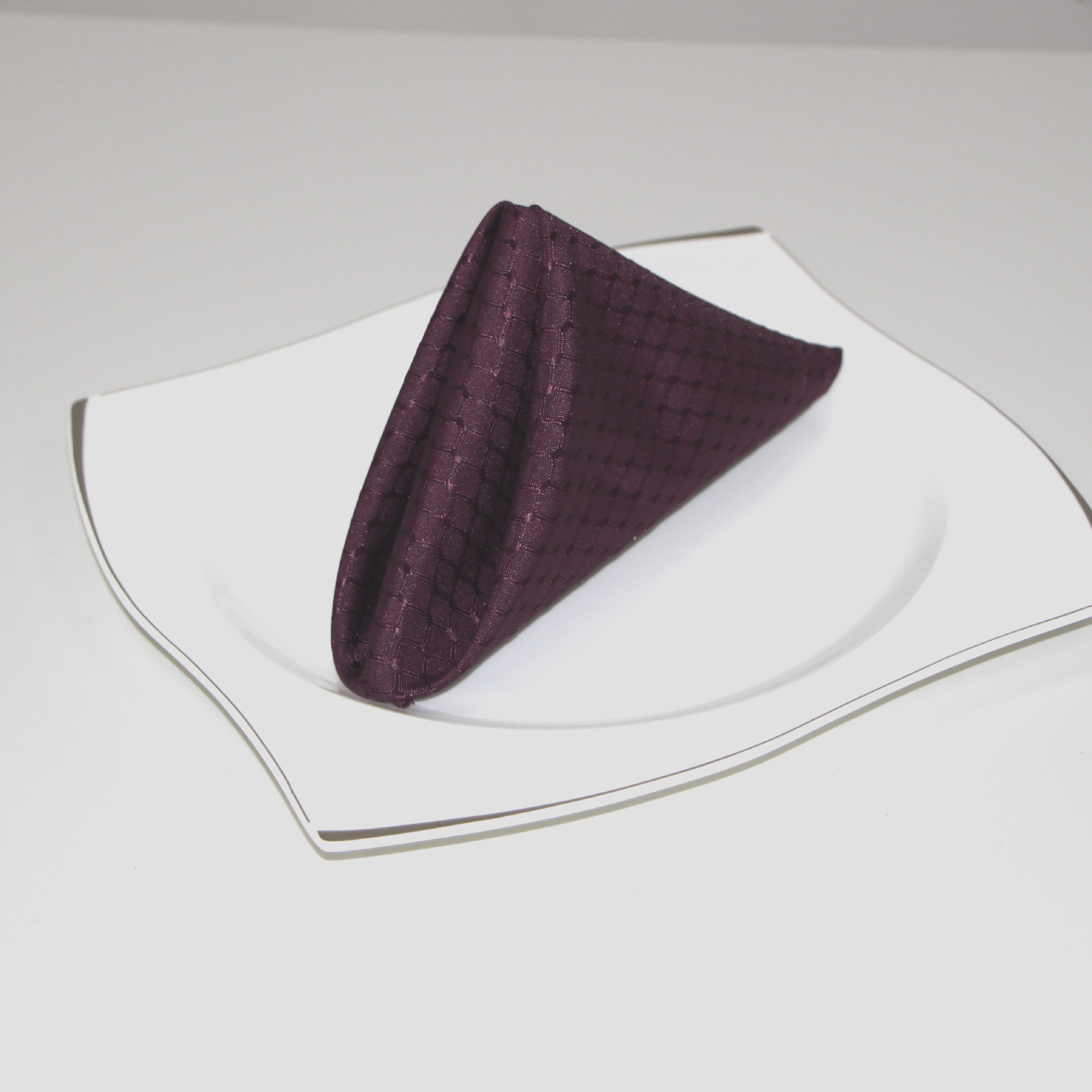 星级酒店西餐厅纯色涤纶全涤口布西餐巾毛定做批发餐巾华夫格