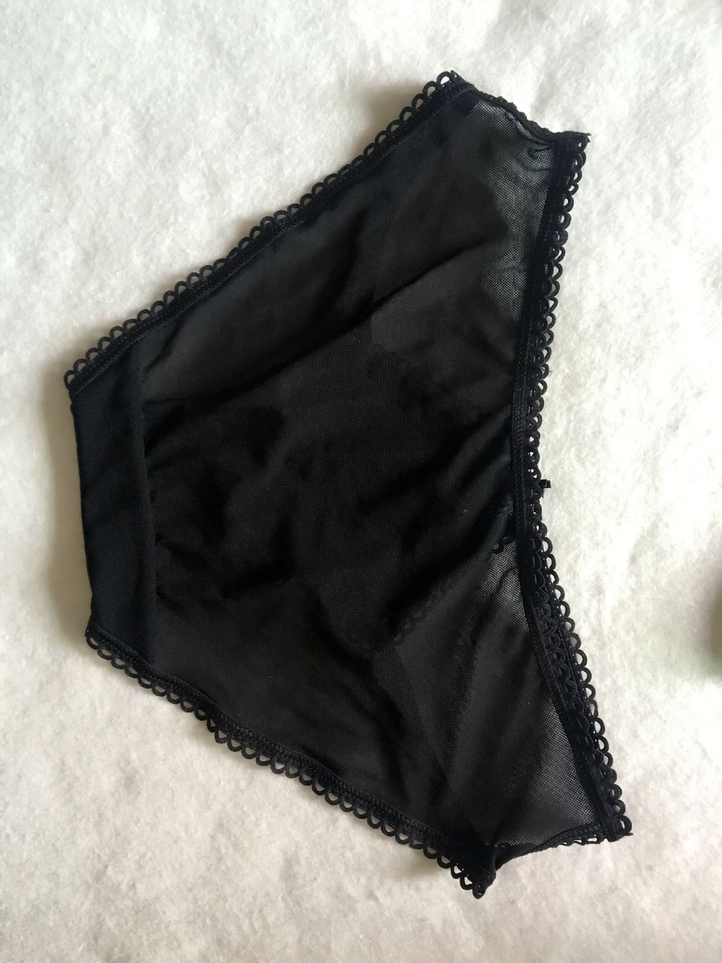 自产自销 网纱时尚内裤 低腰镂空设计 铃铛装饰黑色小裤
