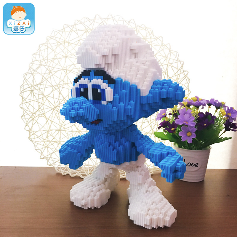 新款嬉仔小蓝史迪仔中颗粒串联积木儿童益智早教玩具一件代发diy