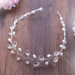 欧美新娘头饰白色透明水滴头花发夹手工结婚婚纱饰品礼服发饰