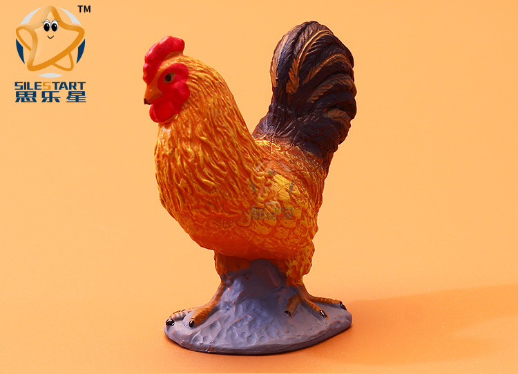 外贸精品动物鸡模型玩具 黄公鸡 牧场家禽家畜动物玩具手办摆件
