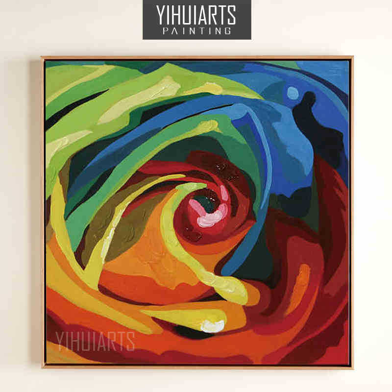 花卉油画手绘客厅装饰画有框画卧室玄关挂画现代简约抽象画玫瑰花