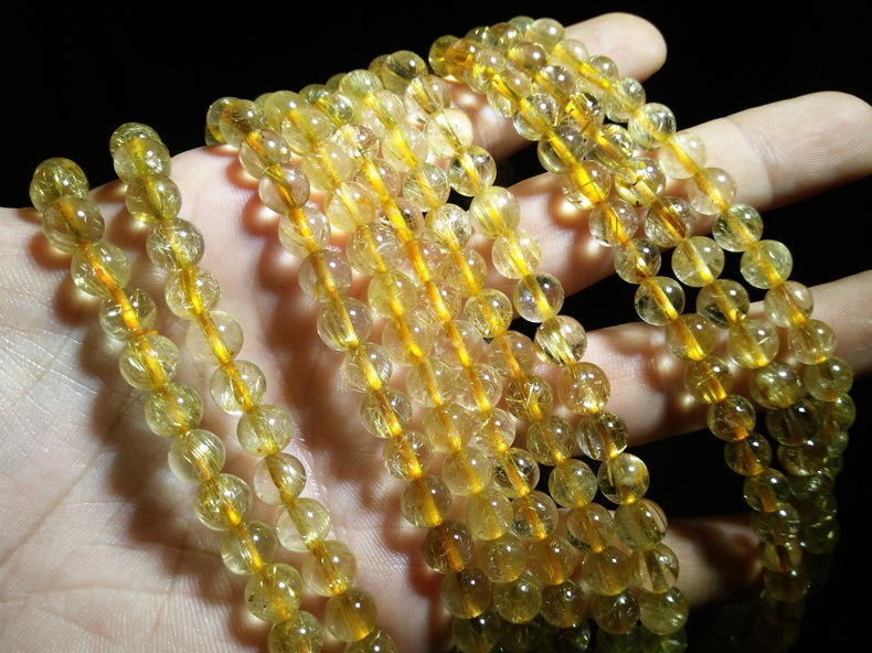 天然发晶手链多圈三圈 天然金发晶钛晶手串 金发晶厂家批发代发