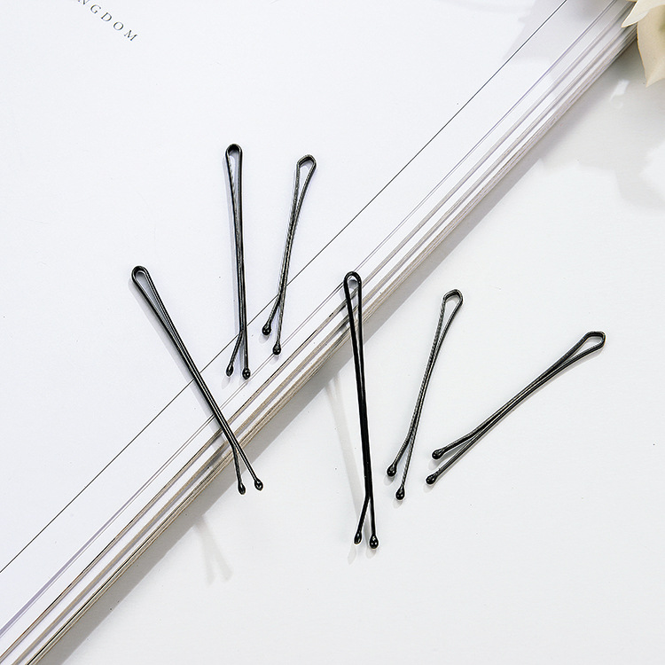 精品店热销 黑色盒装钢丝发夹刘海夹边夹一字发夹 批发货源