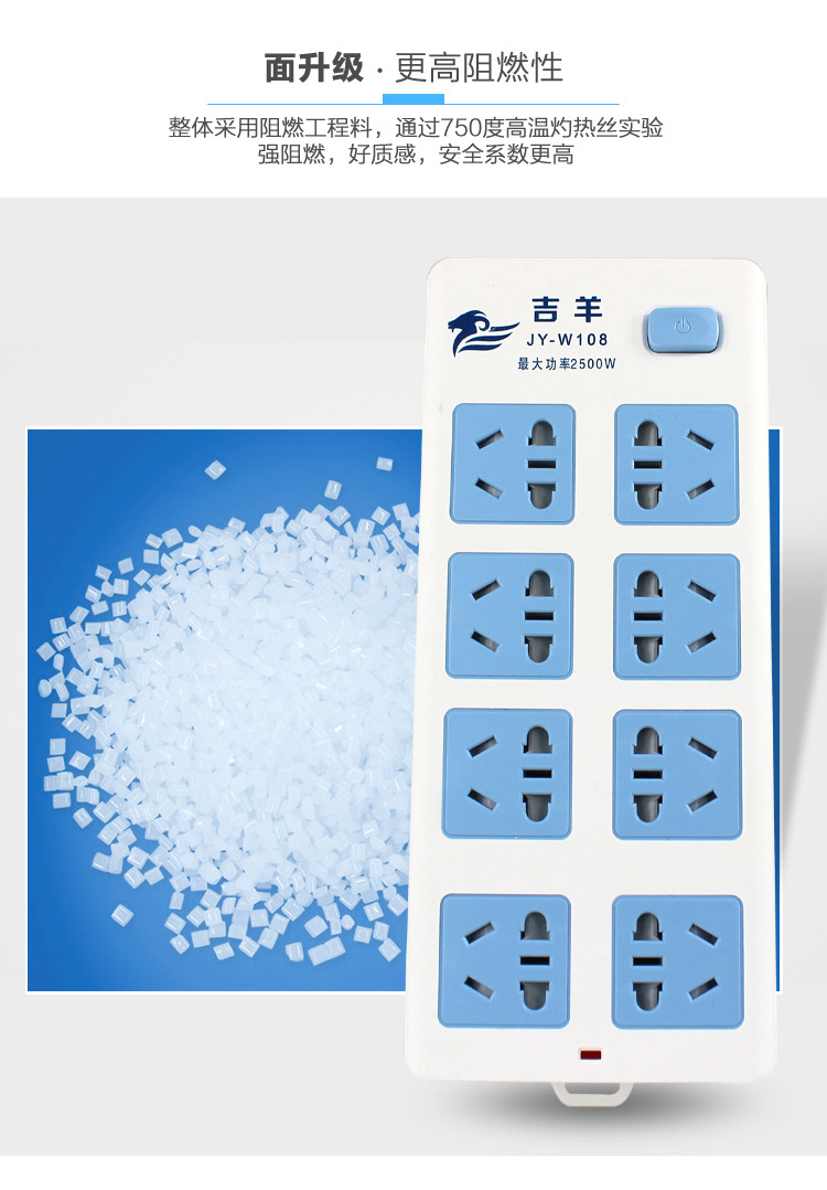 新国标安全保护门 吉羊正品 jy-w108 移动式 延长线插座