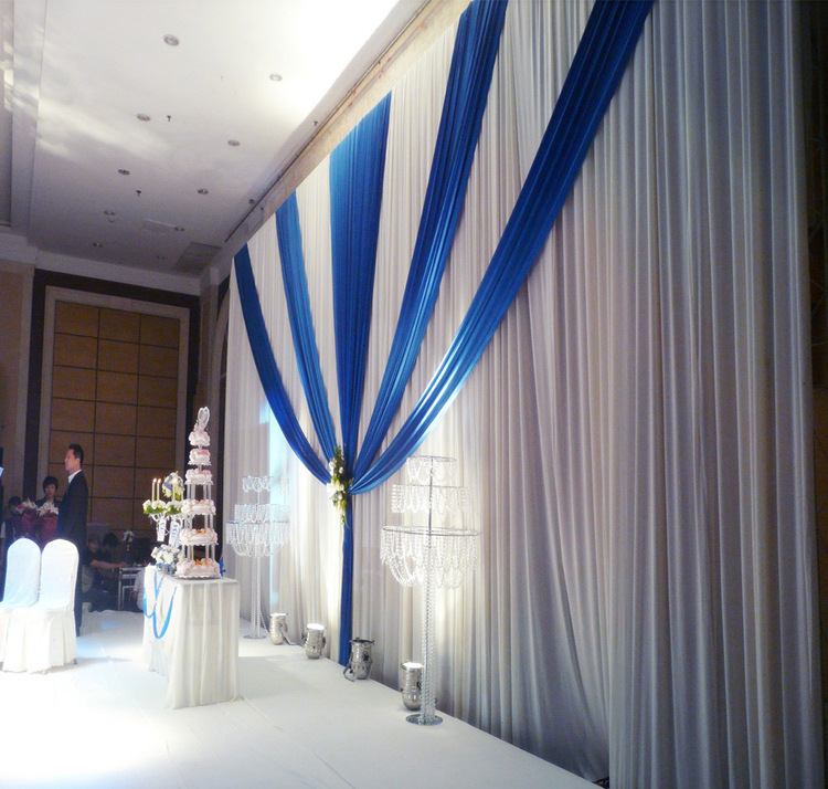 新款婚庆热卖背景纱幔成品香槟色婚礼舞台装饰结婚用品布置布幔